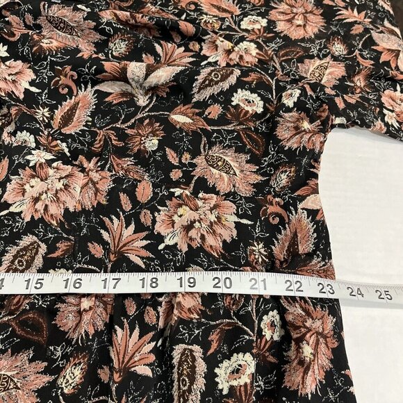 Madewell Plus 24W Amalia Tiered‎ Pampas Blooms Dress Metallic Black Floral NWT - Picture 6 of 10